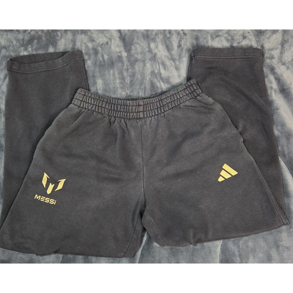 Adidas Messi Boys Soccer M Fleece Pants Black Baggy, Wide leg fútbol